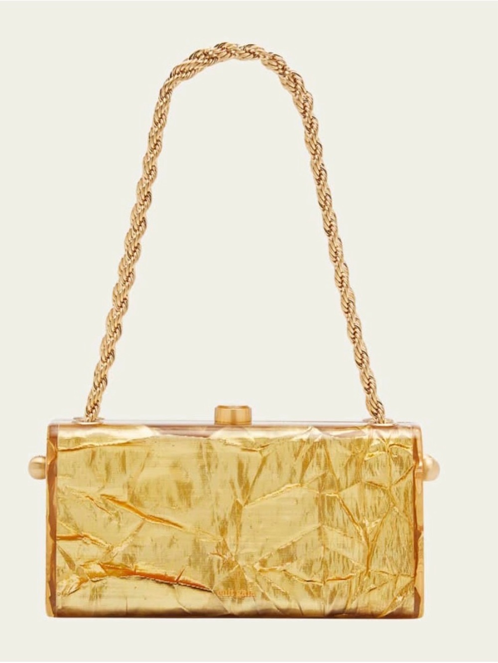 cult gaia Gold Metallic Crinkle Chain-Handle Clutch